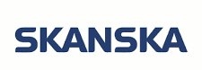 Skanska logo on a white background.